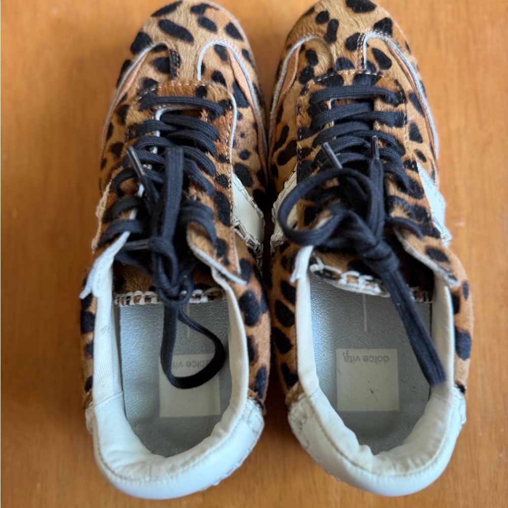 Dolce Vita Leopard-Print Sneakers in Tan, Black & White - Picture 9 of 10